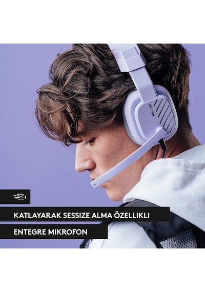 Logitech Astro A10 Kablolu Bilgisayar Için Oyuncu Kulaklığı, Lila