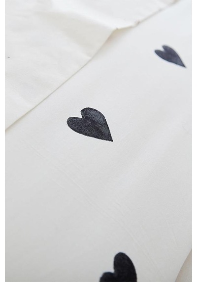 Heart Tek Kişilik Çarşafı Lastikli Kalpli Nevresim Takımı 001