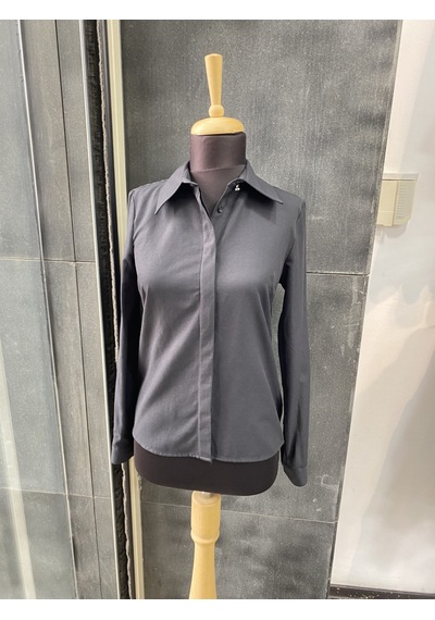 Pera Moda Kadın Slim Fit Pamuklu Ofis Gömleği Koyu Siyah
