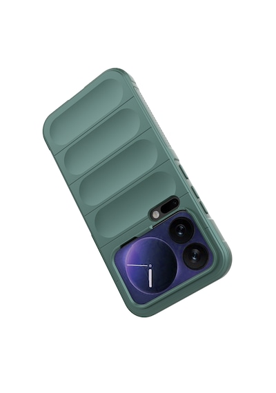Xiaomi 17 Pro Max Kılıf Kamera Korumalı Esnek Tpu Oyuklu Arka Yüzey Tasarımlı Darbe Emici Silikon Kapak Koyu Yeşil