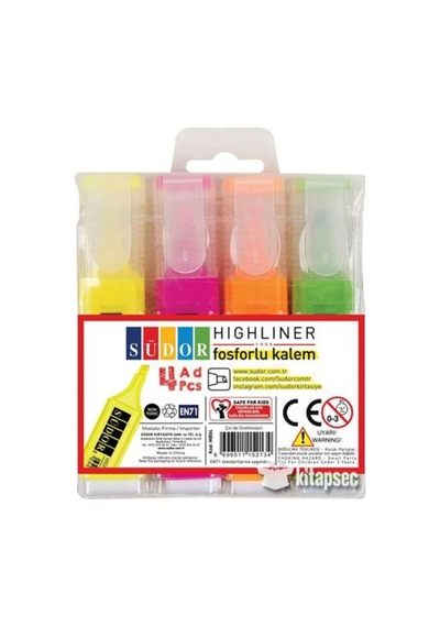Fosforlu Kalem 4 Lü Set Çok Renkli