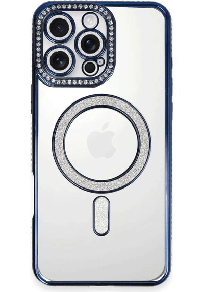 Newface Apple İphone 16 Pro Max Kılıf Joke Simli Magneticsafe Kılıf - Lacivert