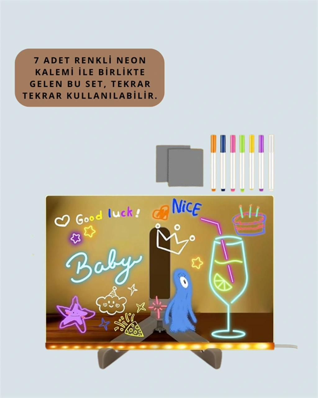 Işıklı Yazı Tahtası Çok Renkli