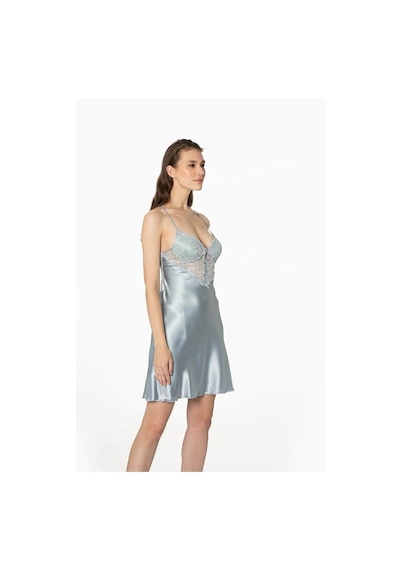 Pierre Cardin 2Li Saten Kısa Gecelik Sabahlık 4300 Mist (546534774)