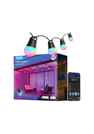Govee Dış Mekan Led Peri Işıkları 2, 16 Milyon Renk Ve 47 Sahne Moduna Sahip 30m Kısılabilir Rgbıcw Peri Işıkları, Led Başına 100 Lm, Ömrü 25000 Saat, Ip65 Su Geçirmez, Alexa, Google İle Çalışır Siyah