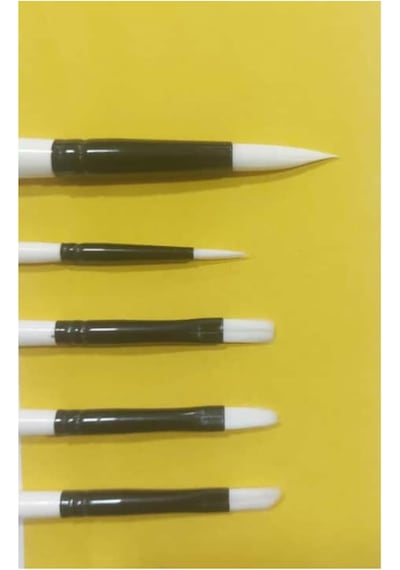 5'li Karışık Sentetik Akrilik Fırça Seti, Yağlı Boya İçin, 2.5mm Genişlik, 15cm Sap Uzunluğu, 6
