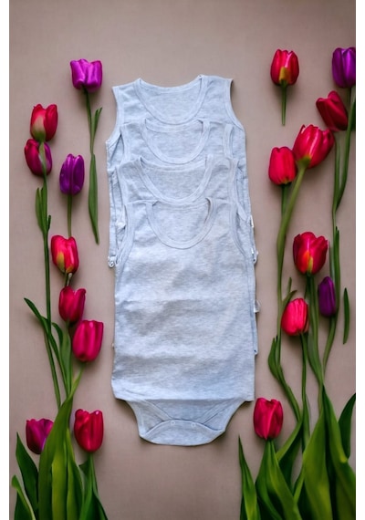 Salar Ticaret Bebek Basic Ribana Bisiklet Yaka 4lü Atlet Body -beyaz Beyaz