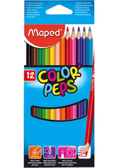 Maped Kuru Boya Karton Kutu Tam Boy Üçgen 12 Renk 183212