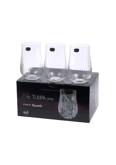 Bohemia Kristal Tulipa Jumbo Optikli 6’Lı Meşrubat Bardak Takımı