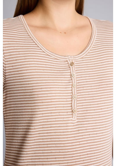 Defacto Regular Fit Çizgili Düğmeli Kısa Kollu 2li Pijama Takımı F9838ax26aubg402 Bej-bg402
