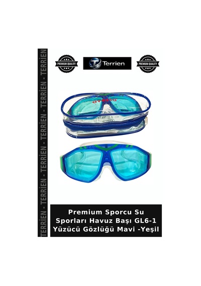 Premium Sporcu Su Sporları Havuz Başı Gl6-1 Yüzücü Gözlüğü Mavi -yeşil Mavi - Yeşil