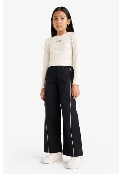 Defacto Kız Çocuk Wide Leg Esnek Bantlı Paça Paraşüt Pantolon E6186a825aubk27 Siyah