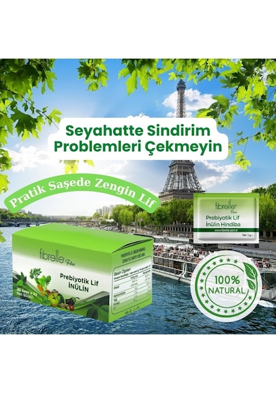 Fibrelle İnülin Prebiyotik Lif Hindibağ 1 KG + İnülin Prebiyotik Lif 30 Şase