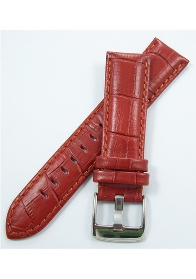 Bizon Kırmızı Koyu Kiremit Deri Saat Kordonu 22Mm Spor Kayış