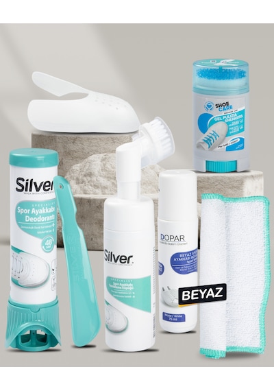 Beyaz Erkek Spor Ayakkabı Bakım Seti Boya & Deodorant & Köpük & Jel