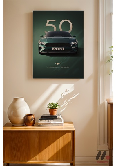 Ford Mustang Bullitt Poster, Çerçevesiz Yüksek Kalite Duvar Afişi - Oto Severlere Özel Hediye