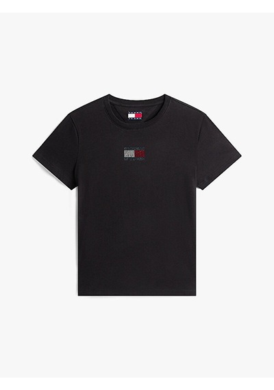 Tommy Hilfiger Dw0dw21965 Tjw Reg Party Flag Kadın Tişört Siyah
