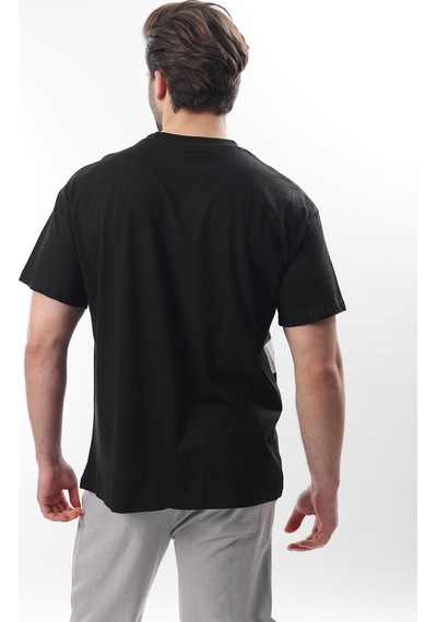 Madmext Siyah Baskılı Regular Fit Erkek T-shirt E7107 Siyah
