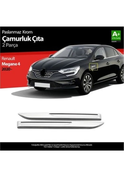 Renault Megane-4 2021 Ve Üzeri Modeller Krom Çamurluk Çıtası 2 Parça Paslanmaz Çelik