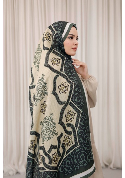 Mimiyum Rüveyda Premium Soft Şal Haki Bej Çok Renkli