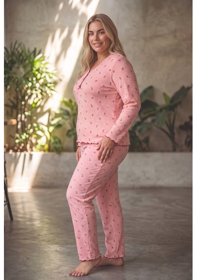 Seboteks Raporlu İnterlok Kumaş Yakası Düğmeli Kışlık Büyük Beden Kadın Pijama Takımı 2900 Somon Seboteks Raporlu İnterlok Kumaş Yakası Düğmeli Kışlık Büyük Beden Kadın Pijama Takımı 2900 Somon