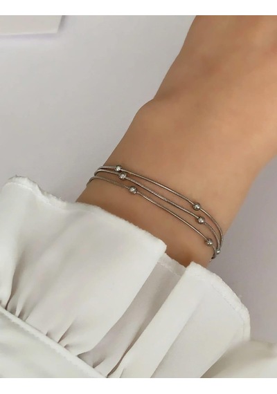 Gümüş Rengi Çelik Kolye Ve Bileklik Gümüş - Rose Gold