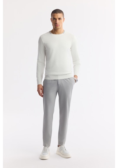 Avva Erkek Ekru Bisiklet Yaka Dokulu Rayon Tüylenmeyen Regular Fit Triko Kazak A51y5156