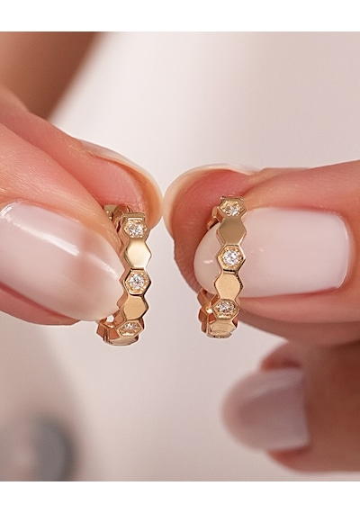Debora Jewelry 14 Ayar Altın Zirkon Taşlı Halka Küpe