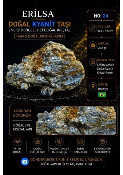 Sertifikalı Doğal Kyanit Taşı Ham Kristal Dekoratif Koleksiyonluk