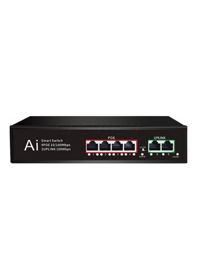 Mpia 4 Port Poe 65W 10/100 4 Poe + 2 Uplink Switch
