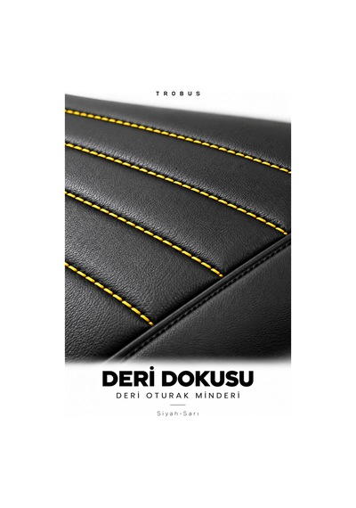 Audi A4 2001-2004 Çizgili Suni Deri 3'lü Minder Siyah Sarı