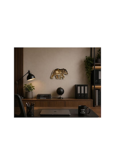 Arliadesign Ahşap Ayı Dekoru / 7 Katmanlı Doğa Ve Ayı Potresi 40 X 30 Cm