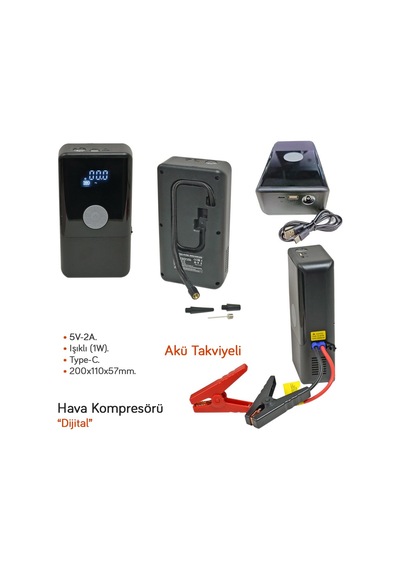 Carub Hava Kompresörü Dijital Işıklı Acil Durum Marş Destekli Br0470350