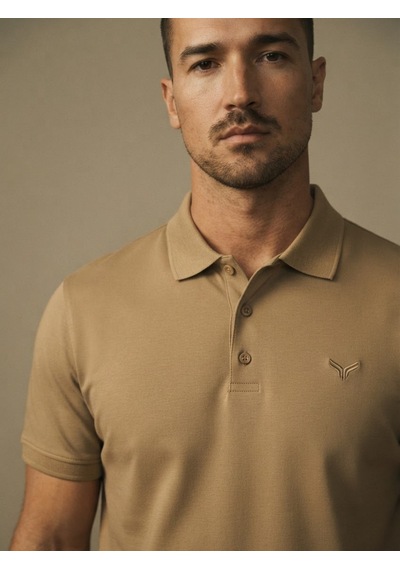 Maccali Erkek Camel Amblemli Basic Polo Yaka Tişört