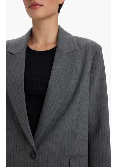Defacto Regular Fit Düğmeli Blazer Ceket F9465ax25augr93 Gri