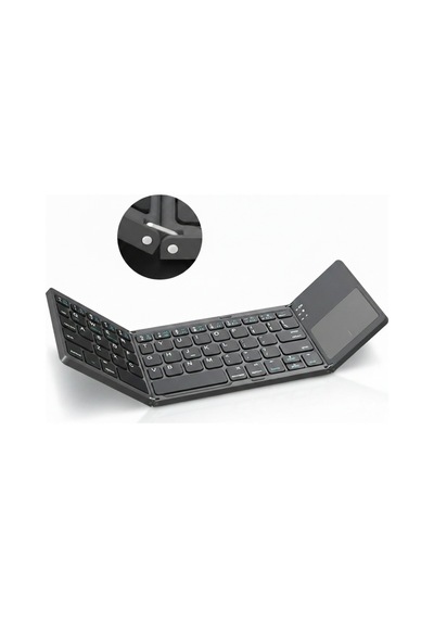 Touchpad'li 3'e Katlanabilir Bluetooth Klavye - Çoklu Cihaz Destekli Ultra İnce Seyahat Klavyesi