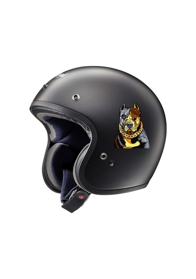 Altın Tasmalı Pitbull Araba, Motorsiklet, Kask, Laptop, Cam Sticker 14x12 Cm