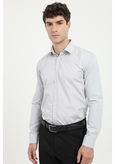 Dufy Erkek Slim Fit Uzun Kol Gri Gömlek-26098