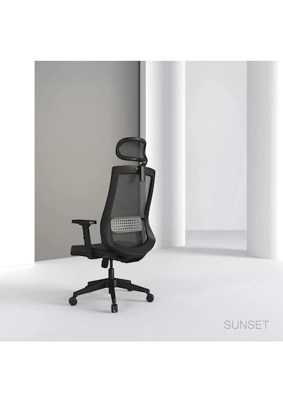 Sunset Fileli Oynar Kollu Ofis Yönetici Çalışma Koltuğu Siyah