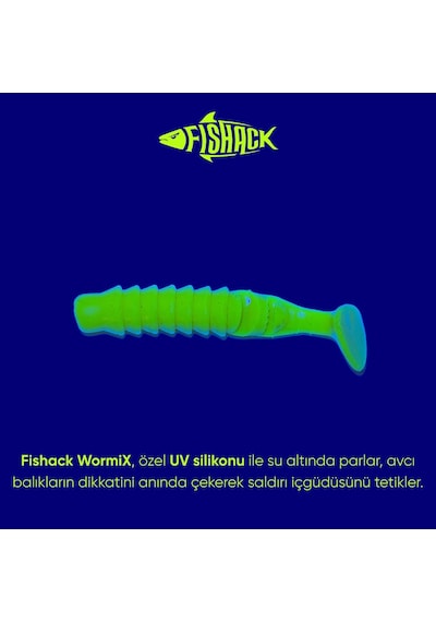 Silikon Kurt Yem - 1,5g 45mm - Fishack - 10 Adet - Uv Silikon - Fluo Green