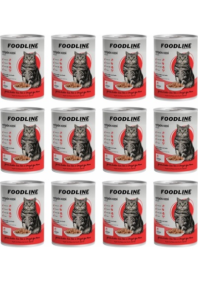 Foodline Kuzu Etli Yetişkin Kedi Konservesi 12 x 400 G