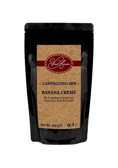 Vero Amore Cappuccino Mix Banana Creme Muz Aromalı Kahveli Kakaolu İçecek Tozu 250 G