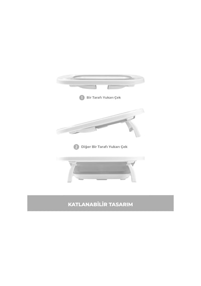 Omnipazar Ak-729 Katlanır Bebek Yıkama Banyo Küveti Beyaz - Gri