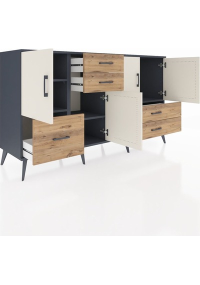 Hyperion Konsol 4 Raflı 5 Çekmeceli 4 Kapaklı 176x44x99 Antrasit- Antrasit-aytaşı/çam Hyperion Konsol 4 Raflı 5 Çekmeceli 4 Kapaklı 176x44x99 Antrasit- Antrasit-aytaşı/çam