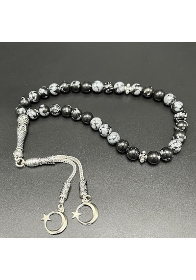 Yıldız Doğal Taş Karlı Obsidyen 8mm 33lük Doğal Taş Tesbih