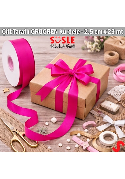 Grogren Kurdele, 2,5 Cm X 23 Mt - Fuşya 0 - 99