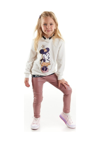 Minnie Mouse Supermino Minnie Lisanslı Kız Çocuk Kapüşonlu Sweatshirt Ve Deri Tayt 2'Li (552858168)