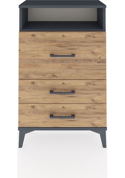 Arges Komodin Tek Raflı 3 Çekmeceli 60x30x96 Antrasit-çam Antrasit Arges Komodin Tek Raflı 3 Çekmeceli 60x30x96 Antrasit-çam Antrasit