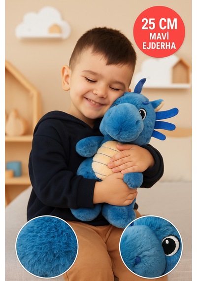 Mavi Ejderha Peluş Oyuncak Yumuşak Dolgulu Sevimli Peluş Ejderha 28 Cm Çocuk Oyuncak Diğer
