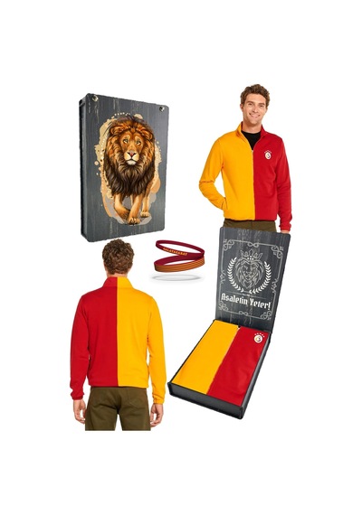 Galatasaray Dik Yaka Tam Fermuar 5 Yıldızlı Sarı Kırmızı Sweat + Silikon Bileklik Set Ahşap Kutulu Kırmızı - Sarı Galatasaray Dik Yaka Tam Fermuar 5 Yıldızlı Sarı Kırmızı Sweat + Silikon Bileklik Set Ahşap Kutulu Kırmızı - Sarı